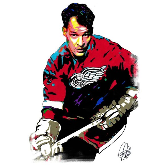 Gordie Howe Detroit Red Wings Hockey Print Poster Wall Art 18x24 - Picture 1 of 5